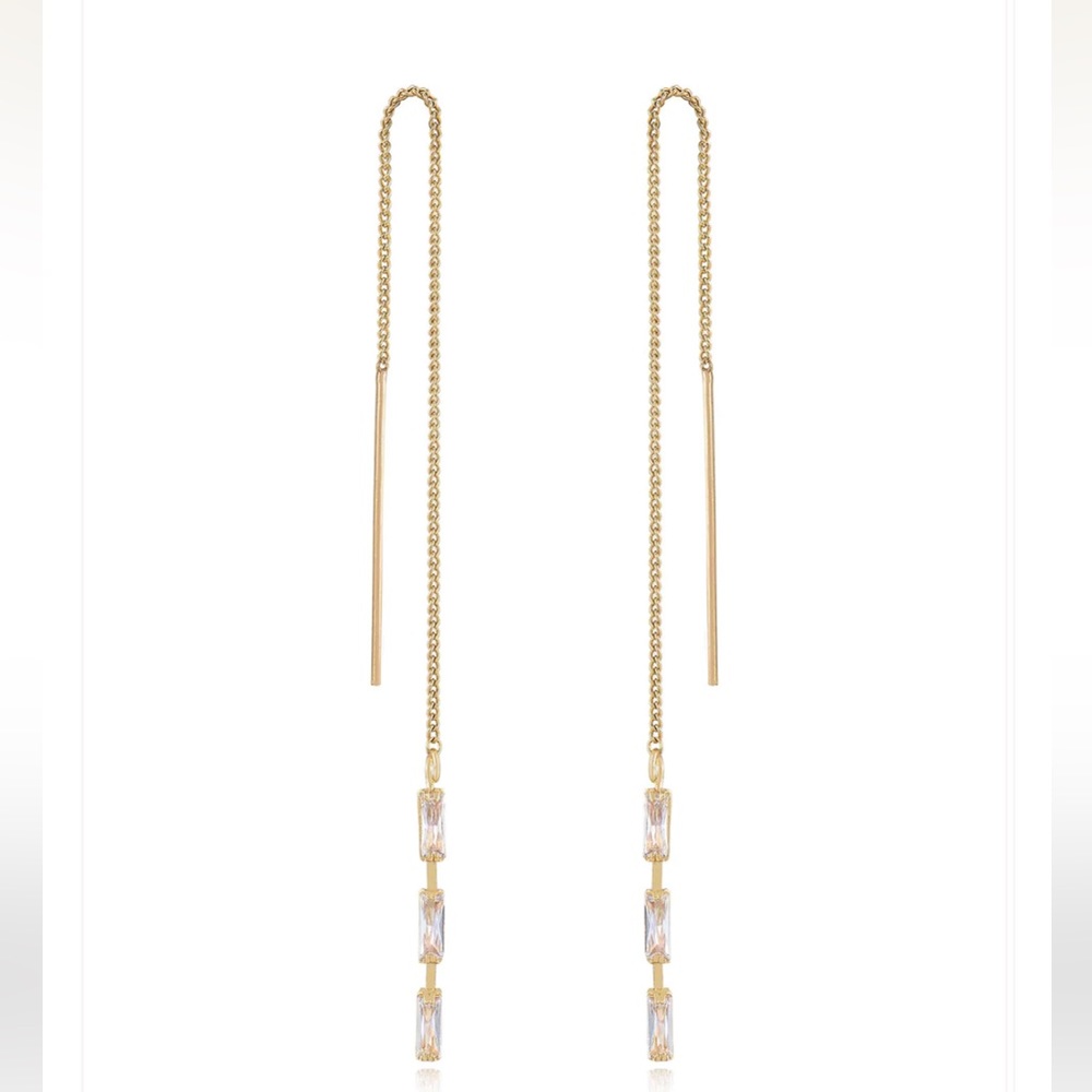 Ettika Crystal Baguette Threader Earrings